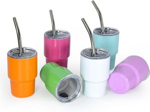 Mini gobelets à shot de 3 oz avec couvercle à paille, gobelets en acier inoxydable à double paroi, gobelets isolés sous vide, fête, fabriqués au Vietnam - Product Image 5