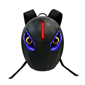 Mochila de Cavaleiro LED para motocicleta, bolsa de casca dura à prova d'água DIY com desenho de olhos, mochila personalizada com painel de LED com animação de olhos
