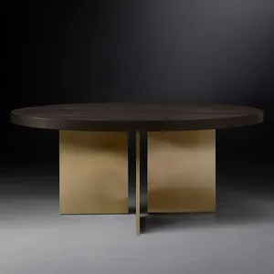 High end furniture dining room tables kitchen wood dine round table top gold modern stainless steel dining table