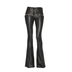 <span class=keywords><strong>Pantalon</strong></span> évasé en similicuir Leggings droits amples à lacets bas de cloche femmes rue taille haute botte <span class=keywords><strong>coupe</strong></span> dame prune <span class=keywords><strong>pantalon</strong></span> slim - Product Image 3