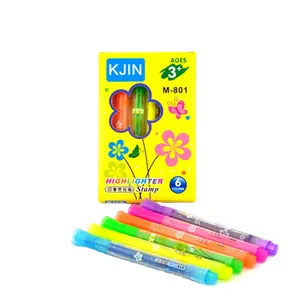 2023 Pastelkleuren Beitel Tip Marker Markeerstift Diverse Kleuren Water Op Basis Van Snel Droog 6 Fluorescerende Kleuren Met Stempel