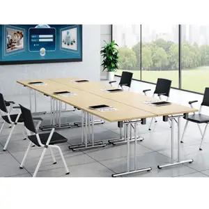 MDF HPL Material Table Top With Iron Plating Leg Foldable Training And Learning Office Project Conference Table Rectangle Table