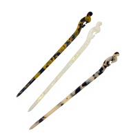 Épingle à cheveux Hanfu de style japonais-coréen, minimaliste, horizontale, en acétate, pour chignon sur le dessus de la tête, de style ancien