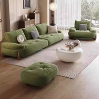 Modernes Minimalistisches Grünes Polyester-Stoffsofa-Set mit Kissen, Optionen für Sessel, Zweisitzer und Ottoman für das Wohnzimmer