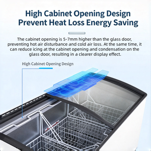 Vetrina Espositiva per Gelati con Piano in Vetro Profondo, Congelatore per Supermercati con 4 Ruote Mobili, Sbrinamento Manuale, <span class=keywords><strong>Attrezzatura</strong></span> di Refrigerazione - Product Image 3
