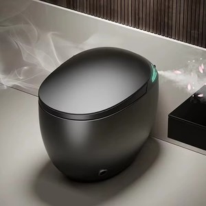 WC intelligent bidet version haut de gamme, design gris Watermark, double chasse, sanitaires, cuvette de toilette à poser au sol, siphon en S inclus - Product Image 3