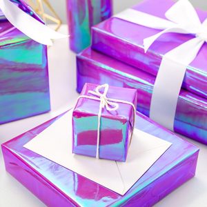 Yarcony Purple Holographic Metallized Paper Roll 17Inch X 33Feet Double Side For Girls Gifts - Product Image 2