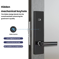 Serrure de porte d'hôtel avec logiciel de gestion, déverrouillage par carte, système électronique intelligent de sécurité, serrure d'hôtel intégrale noire intelligente avec clé