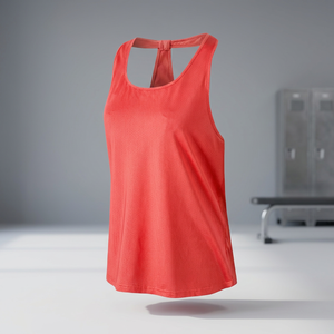 Women's <b>Red</b> Sleeveless Short <b>Tank</b> <b>Top</b> Scoop Neck Knitted Breathable Eco-Friendly Quick Dry Solid Color Casual Front Logo - Product Image 4
