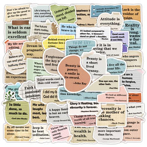 สติกเกอร์คำคม Hoyo 50ชิ้น/เซ็ตคำพูดที่มีชื่อเสียงคำสร้างแรงบันดาลใจคำพูดที่ไร้กาลเวลาสติ๊กเกอร์ติดสัญลักษณ์นักคิด - Product Image 1