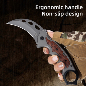 Couteau pliant en acier inoxydable de qualité industrielle FOX, haute dureté, pour le camping, manche en bois OEM, longueur totale 20,3 cm, épaisseur 3 mm - Product Image 5