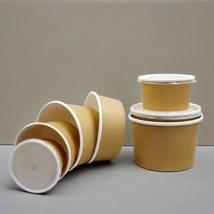 Gobelet en papier kraft blanc jetable pour soupe, dessert, salade, à emporter, bol à soupe chaude - Product Image 1