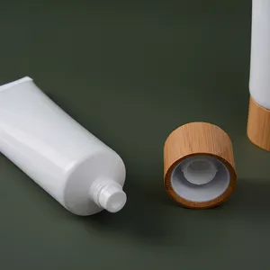 30ml 50ml 100ml 120ml Hand Cream Tube Cosmetic Packaging Tubes With Bamboo Lid Screw Cap