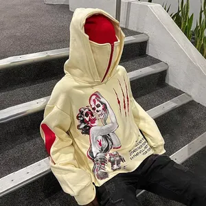 Street wear moda 3d sopro impressão hoodies unisex pesado fleece personalizado cropped hoodie homens