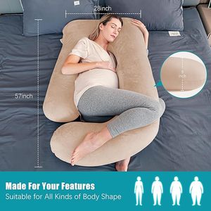 Almohada de Maternidad Rectangular Suave de Espuma Viscoelástica con Funda Extraíble, para Cuerpo Completo, para Adultos, Imprescindible para el Sueño Durante el <span class=keywords><strong>Embarazo</strong></span>, Jumbo de 57 Pulgadas, Marrón - Product Image 4