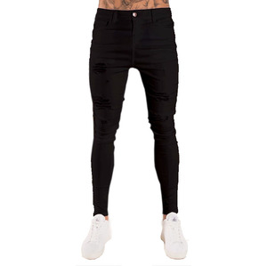 Nouveau <span class=keywords><strong>pantalon</strong></span> homme automne <span class=keywords><strong>blanc</strong></span> déchiré et noir coupe slim taille haute - Product Image 4