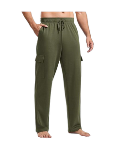 Pantalon de jogging <span class=keywords><strong>cargo</strong></span> ample <span class=keywords><strong>en</strong></span> coton pour homme avec poches, coupe droite, sans revers, style décontracté - Product Image 1