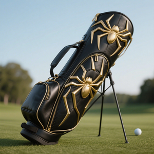 กระเป๋าใส่ไม้กอล์ฟแบบขาตั้งระดับไฮเอนด์ รุ่นสั่งทำพิเศษ สีดำทองลายแมงมุม - Product Image 2