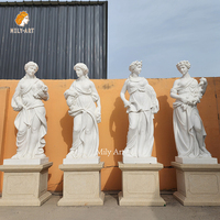 MILY Life Size White Marble Four Season Goddess Sculpture Statue for Outdoor Park Garden Decoration