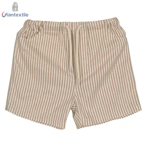 Competitive Price High Quality Baby Boy Simple Khaki/Beige Striped Waist Drawstring Shorts Good looking Casual Yarn Dyed shorts