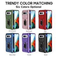 Étui de téléphone pliable 2 en 1 en TPU PC, résistant aux chocs, avec support métallique rotatif, couvercle à charnière coulissante, protection complète pour Google Pixel Fold