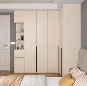 Ensemble <span class=keywords><strong>de</strong></span> placards d'angle en forme <span class=keywords><strong>de</strong></span> L en bois massif <span class=keywords><strong>de</strong></span> qualité ENF, style minimaliste moderne, pour hôtel, petits appartements, tons crème - Product Image 3
