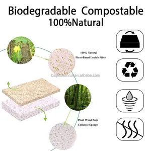 Esponja de celulosa reutilizable para limpieza de la casa, Logo personalizado 100% Natural, venta al por mayor
