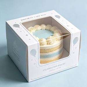 Berry <b>Cake</b> <b>Box</b> Strawberry Cream Square Bakery Packaging <b>Clear</b> Window Self Erecting Eco-Friendly Recyclable Four-Color Paper <b>Box</b> - Product Image 3