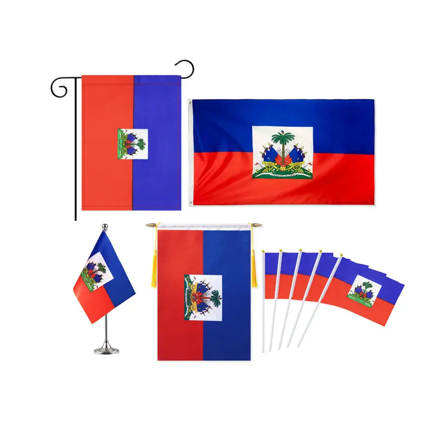 Großhandel Polyester Internat ional Hanging Flags Benutzer definierte haitianische Land flagge