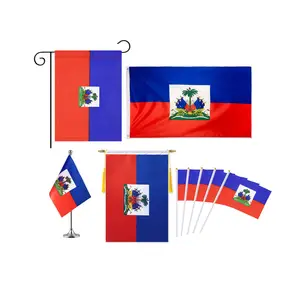 Bandiere appese internazionali in poliestere all'ingrosso bandiera del paese haitiano personalizzata