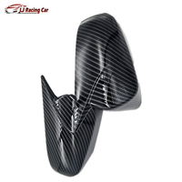 Accessoires de voiture ABS Glossy Black Carbon Fiber Look Rearview Mirror Cover Cap Mirror Shell pour Toyota Yaris L 2014-2022