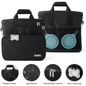 Sacs de voyage pour animaux de compagnie, sac de voyage pour chien pour une semaine, pour chiens de taille moyenne et grande, comprend 2 porte-nourriture doublés et 2 bols pliables pour chien - Product Image 6