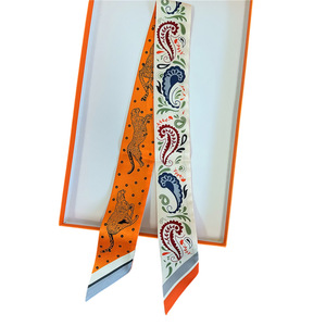 بيع بالجملة وشاح حرير فاخر من نسيج التويل لمقبض الحقائب وشاح شعر حريري مصمم للنساء - Product Image 6