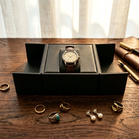 Boîte cadeau personnalisée en cuir PU avec logo professionnel, pour bijoux et montres, avec doublure en velours