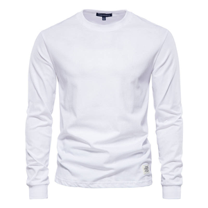 <span class=keywords><strong>Camiseta</strong></span> de Manga Larga para Hombre, Color Sólido, Talla Grande, 260 GSM, Algodón, Estilo Casual, Deportiva, para Gimnasio, Estilo Cuadrado, D198 - Product Image 1