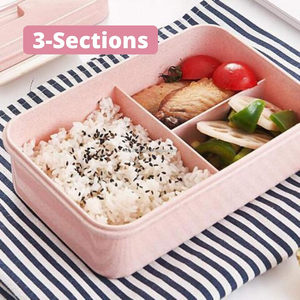 Stackable Bento Box dành cho người lớn ăn trưa Box Kit với Spoon & Fork, 3 ngăn rơm lúa mì bữa ăn Prep container - Product Image 4