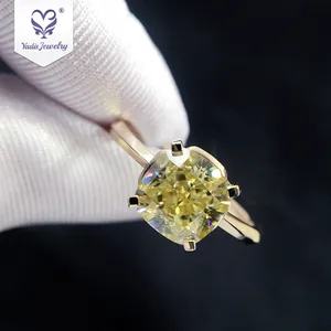 Yadis แหวนหมั้นเพชรสีเหลืองสำหรับผู้หญิงแหวนเพชรโมอิสตัดน้ำแข็งบดสีทองแท้18K 14K ออกแบบได้ตามต้องการ