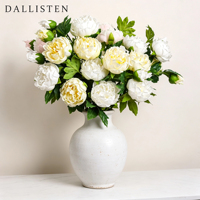 Pivoine artificielle en soie de qualité supérieure à 3 têtes, multicolores, pour arrangements floraux de mariage, maison, hôtel, vente en gros, commande en gros