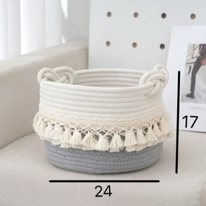 Grande Capacité Boho Élégant Rond Durable Portable Personnalisé Tissé À La Main Coton Corde Panier De Rangement - Product Image 2