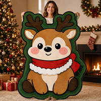 2026 Neue Ideen Weihnachtsgeschenk Einzigartige Weihnachtsmann-förmige Flanell-Decke Weiche Plüsch Gemütliche Couch-Bettdecke Innendekor-Teppich