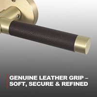 Poignée de porte moderne Koppalive en laiton massif, poignée à levier enveloppée de cuir synthétique doux de luxe, serrure de passage intérieure avec fonction de confidentialité