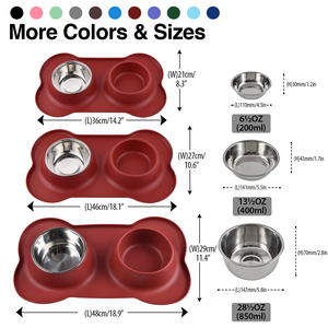 Portable Foldable Pet Food Water Double Bowl Eco-Friendly Portable Pet Feeder Non-Slip Base Stainless Steel Pet Bowl for Dogs - Product Image 6