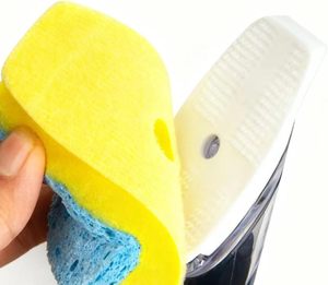Replaceable Kitchen Dishwashing Sponge Cleaning <b>Brush</b> Plastic <b>Scrub</b> Dish <b>Brush</b> With Soap Dispenser - Product Image 5