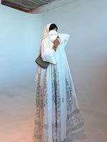 Abaya longue pour femmes musulmanes Hafizah, robe de prière, robe maxi brodée de fleurs, élégante, à porter au quotidien