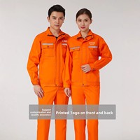 Setelan Baju Kerja Katun Tahan Api dan Isolasi Panas dengan Cetakan Huruf; Pakaian Pelindung Anti-panas dan Tahan Api untuk Bahan Kimia