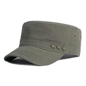 Gorra de pato de algodón para hombre y mujer, sombrero de sol con protector solar para exteriores, informal, plano, verde militar