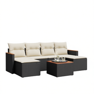 Ensemble de canapés de jardin en rotin PE noir élégant, meubles d'extérieur modulaires, coussins en mousse haute densité - Product Image 1