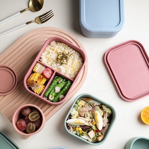 大容量3グリッド分割食品グレードシリコン弁当ランチボックス蓋付きBPAフリー食品収納ボックス