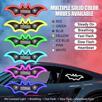Lampe néon solaire sans fil en forme de chauve-souris pour voiture, lumière d'ambiance LED à ventouse, rechargeable par USB, effet respirant, lampe décorative