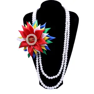 优质低价超尺寸珍珠链和手工丝带花饰东方之星女性项链联谊会